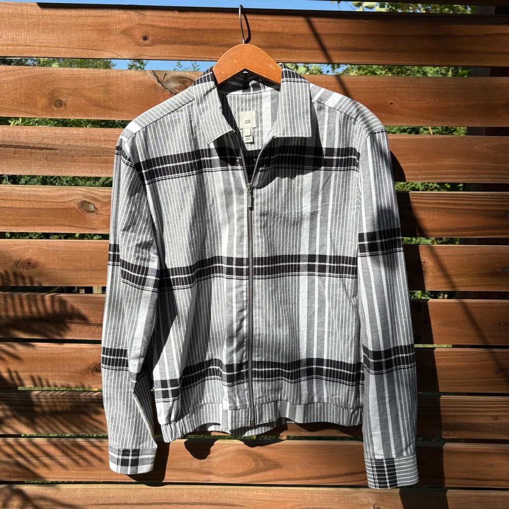 River Island Black and Gray Plaid Shirt Jacket